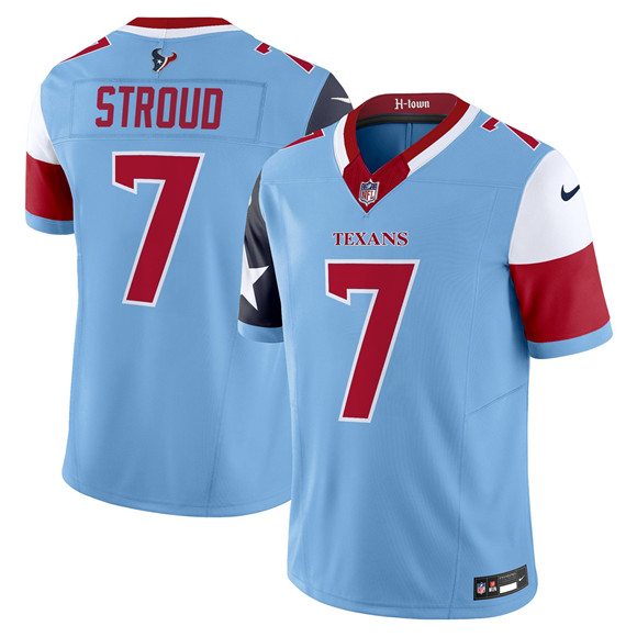 Men's Houston Texans #7 C.J. Stroud Blue 2024 F.U.S.E. V5 Limited Stitched Football Jersey Men's Houston Texans #7 C.J. Stroud Blue 2024 F.U.S.E. V5 Limited Stitched Football Jersey